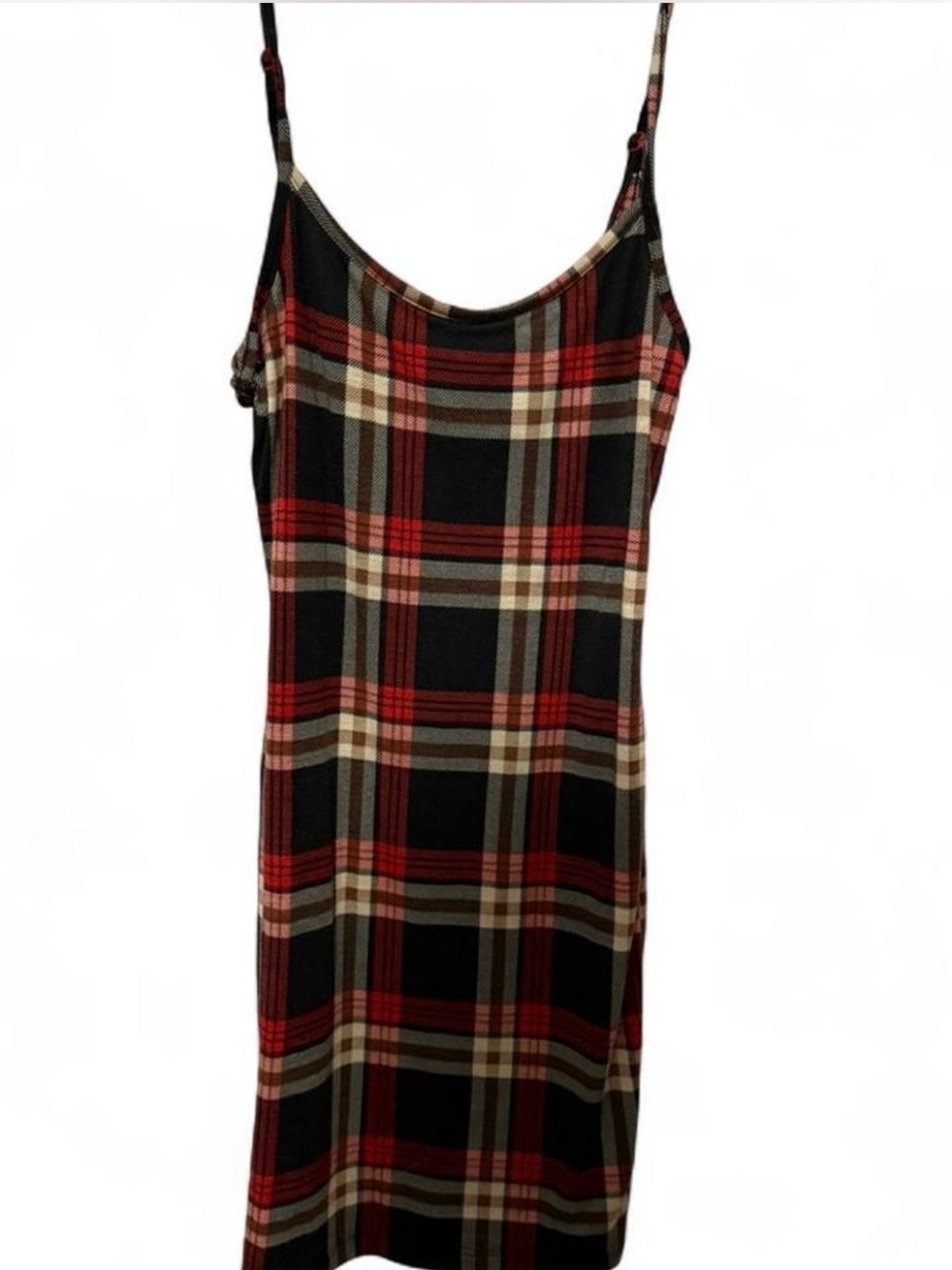 Plaid Slip Dress in Red and Black